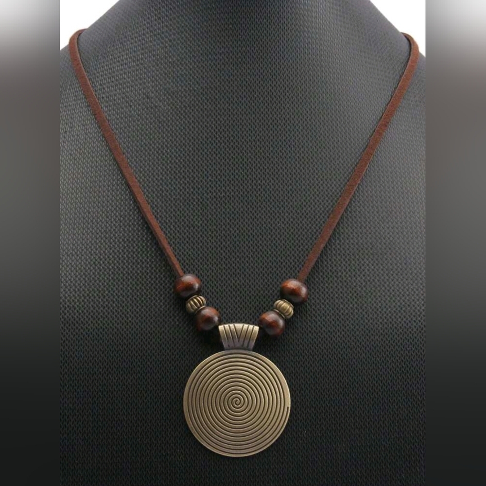 Brown Spiral Pendant Necklace